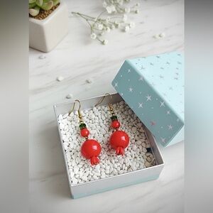 Red Pomegranate Dangle Earrings
